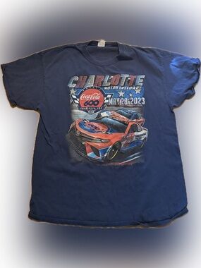 Coca Cola Kids Navy Blue Charlotte Motor Speedway Race Car Tee